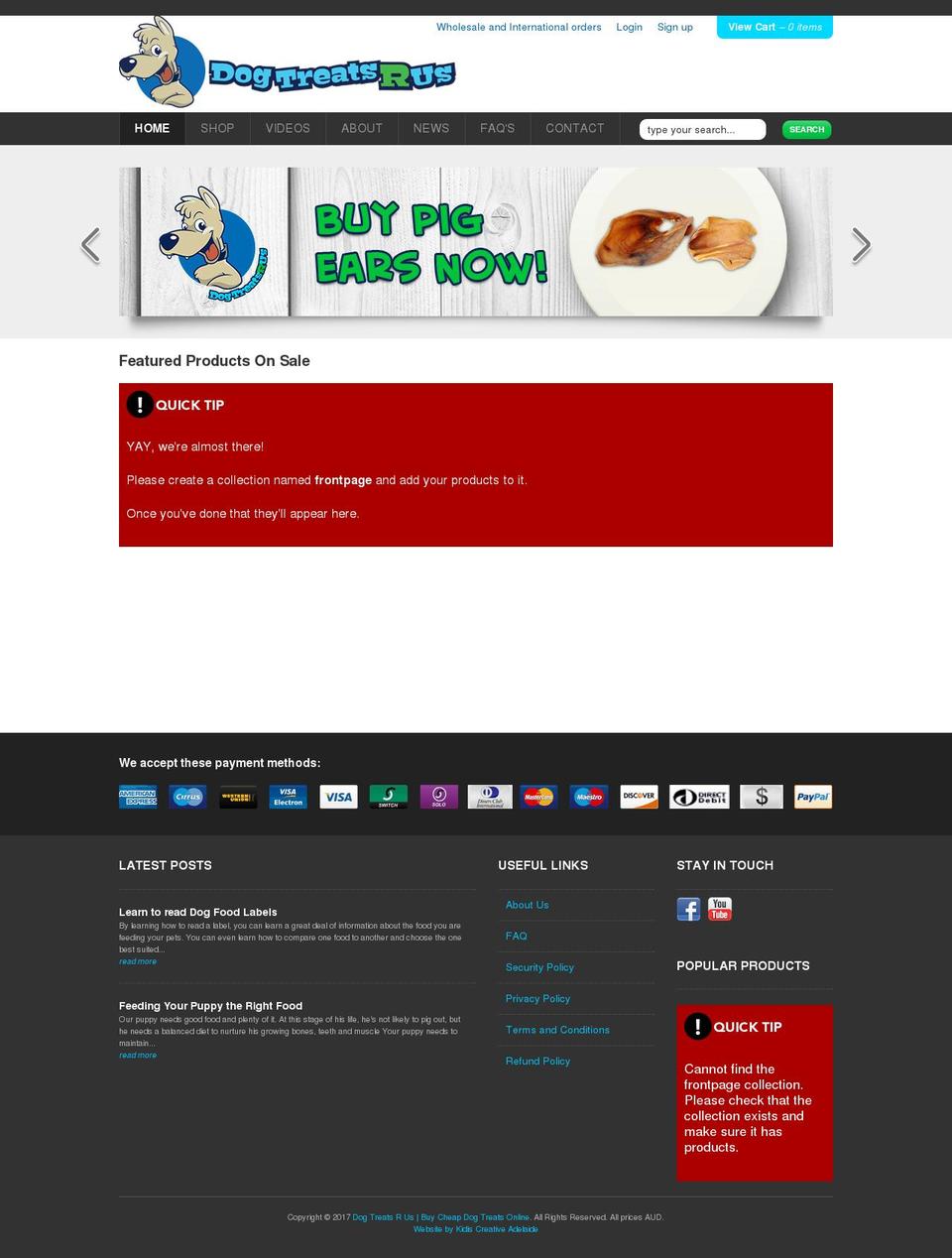 Modular Shopify theme site example dogtreatsrus.com.au