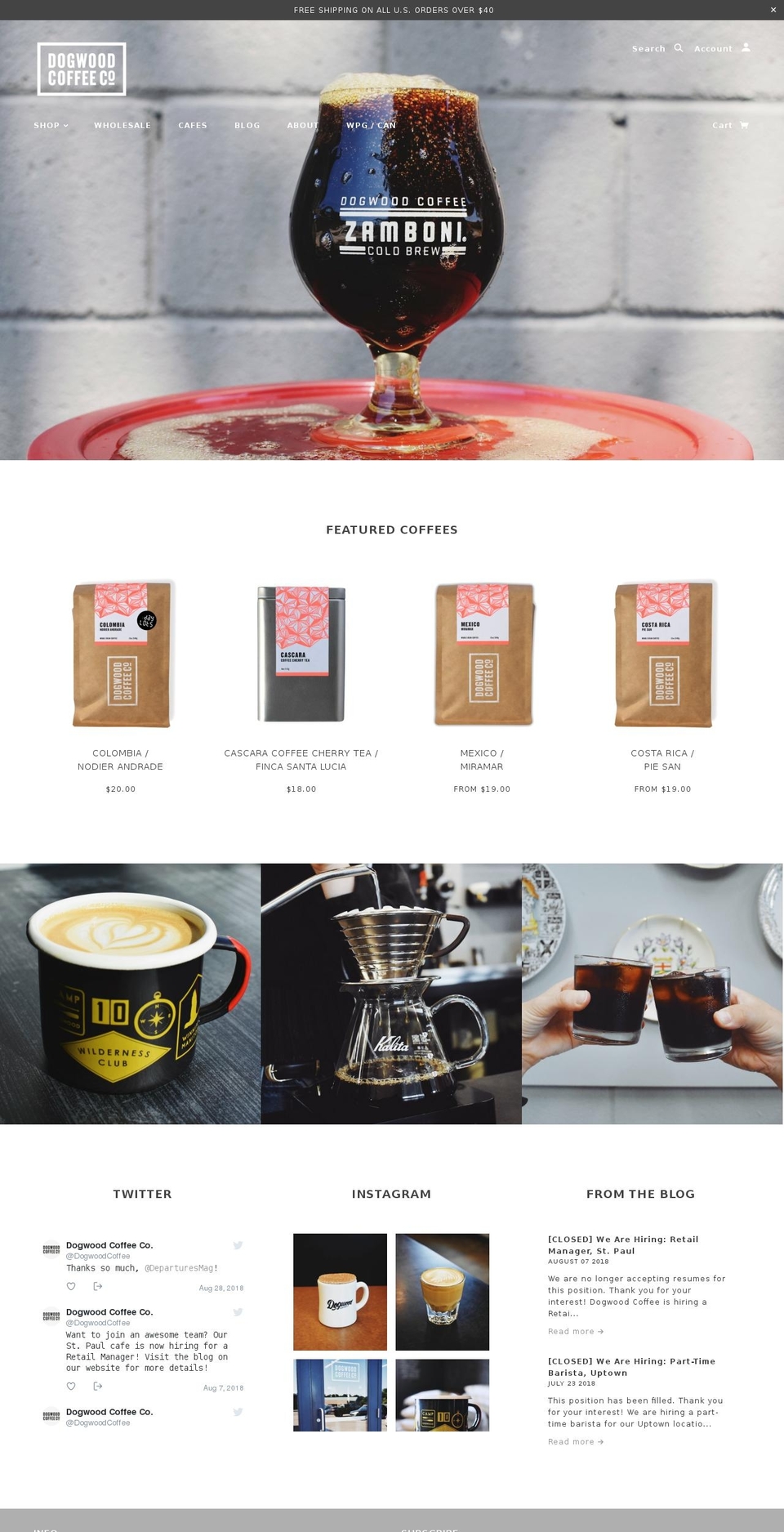 dogwood.coffee shopify website screenshot