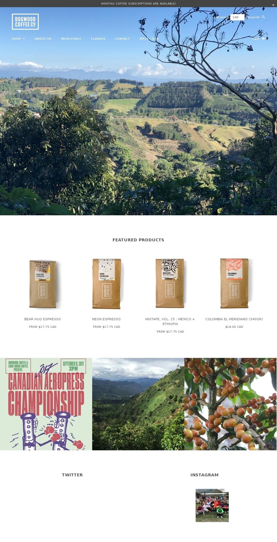 dogwoodcoffee.ca shopify website screenshot