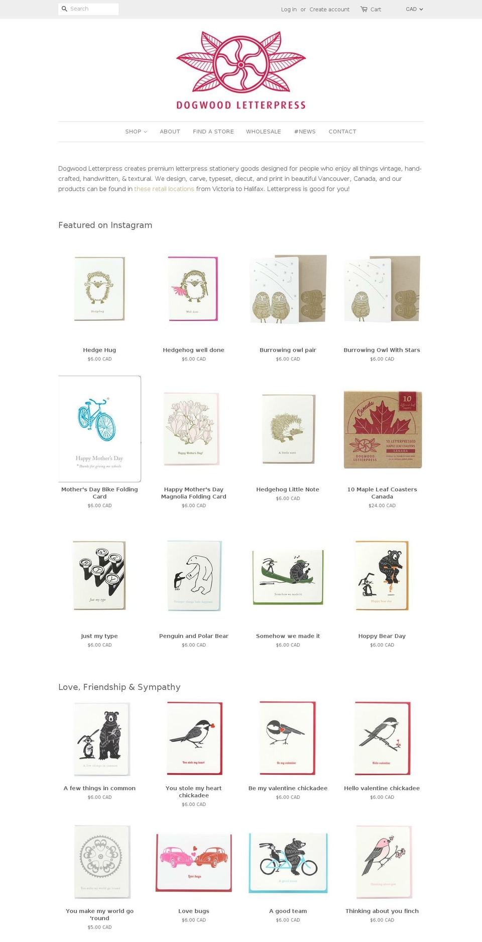 dogwoodletterpress.com shopify website screenshot