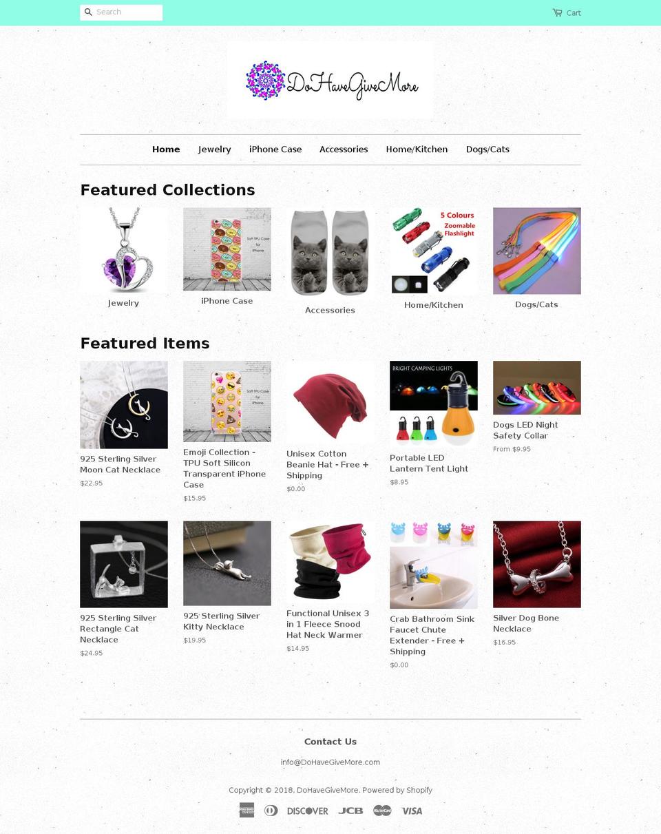 dohavegivemore.com — Shopify storefront screenshot