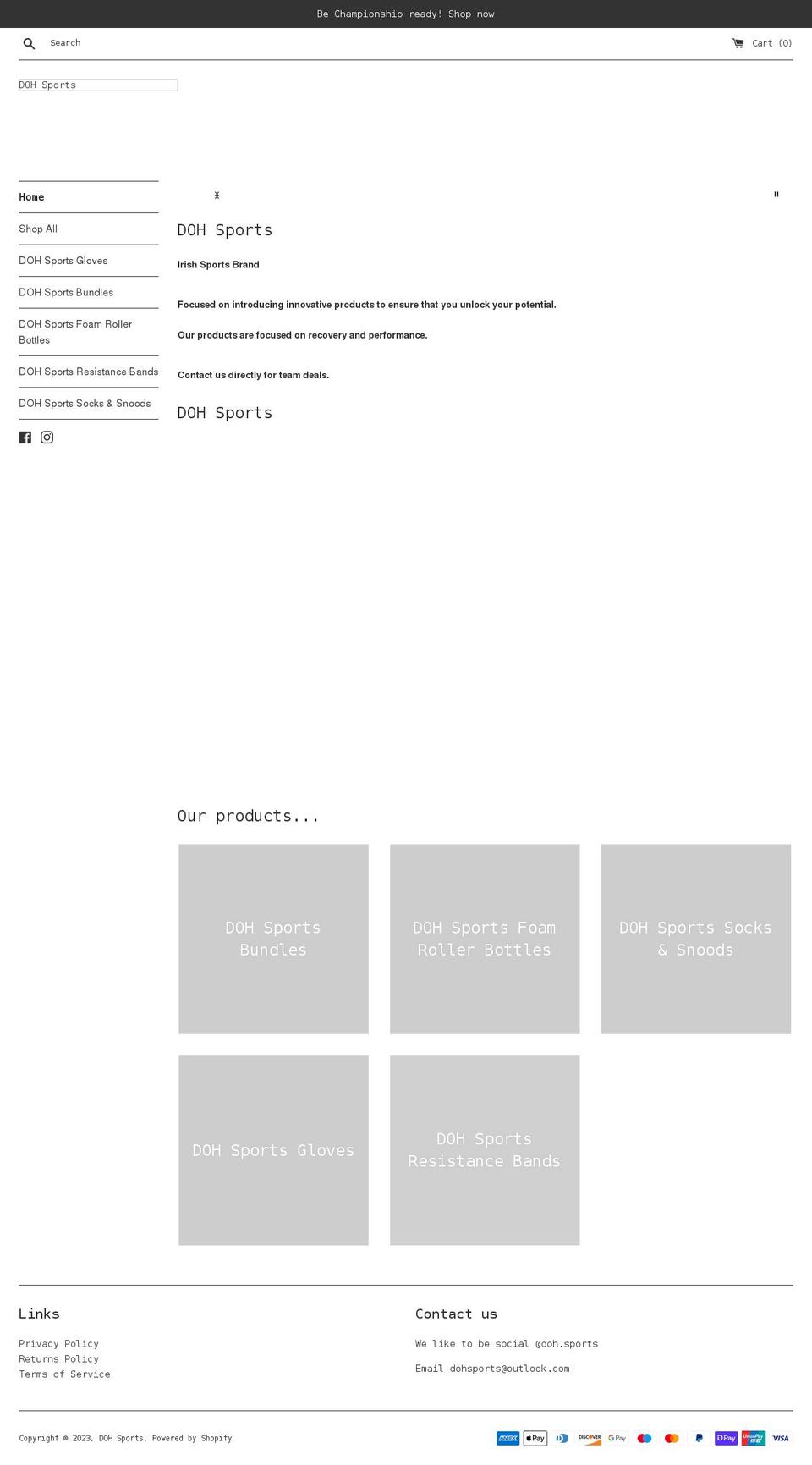 dohsports.com shopify website screenshot