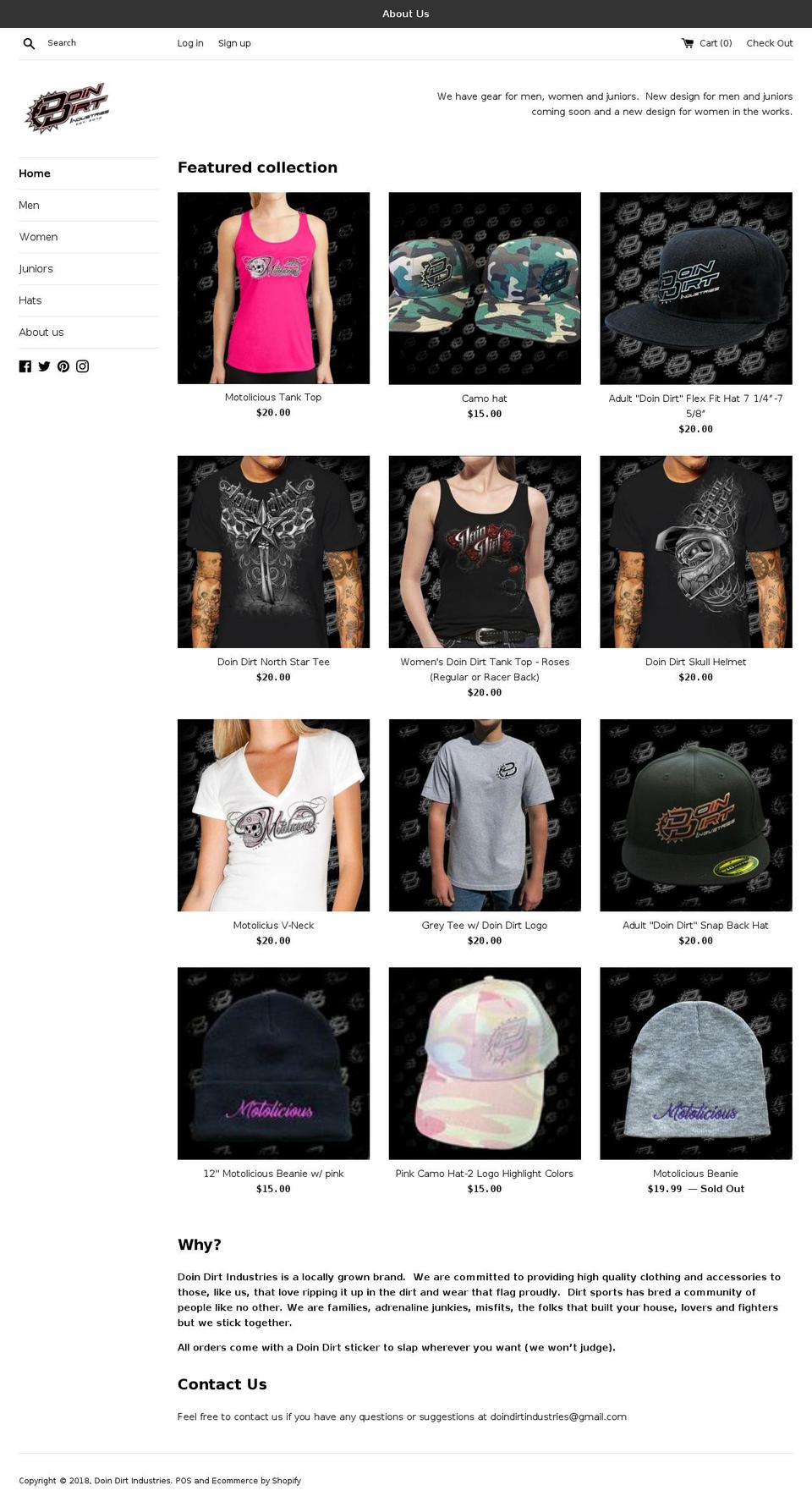 doindirt.com — Shopify storefront screenshot