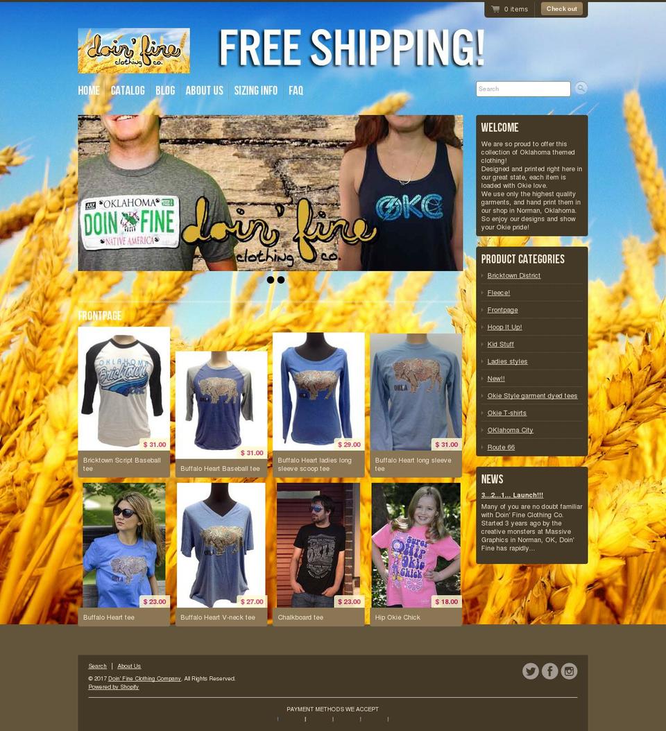 doinfineclothing.com shopify website screenshot