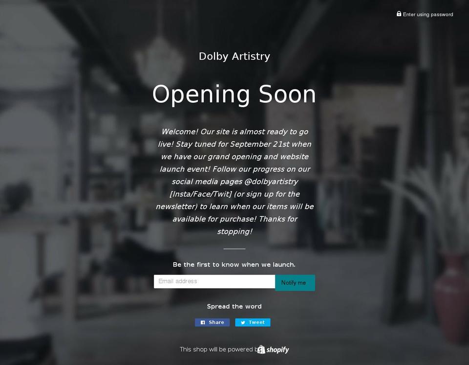 dolbyartistry.com — Shopify storefront screenshot