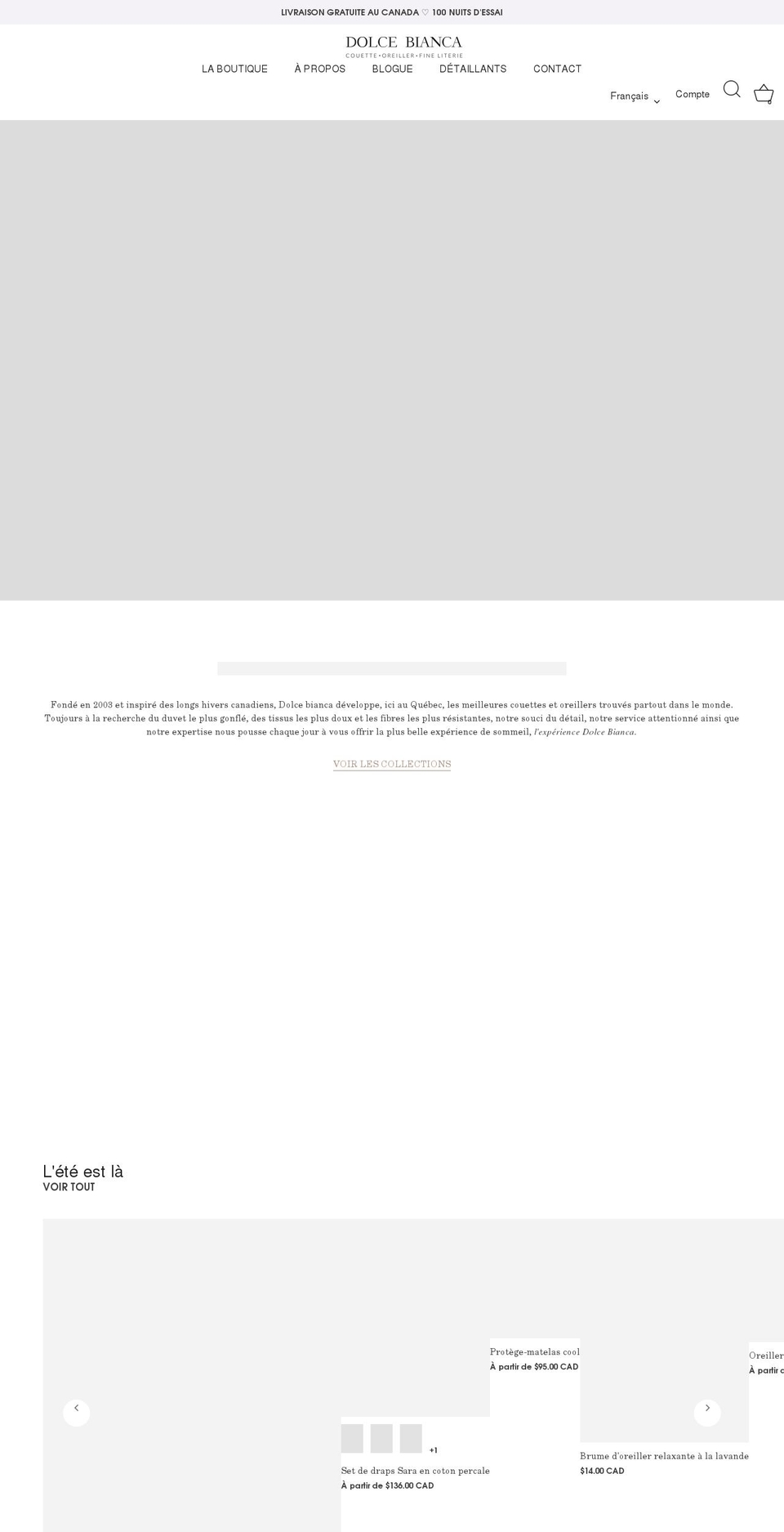 dolcebianca.ca shopify website screenshot