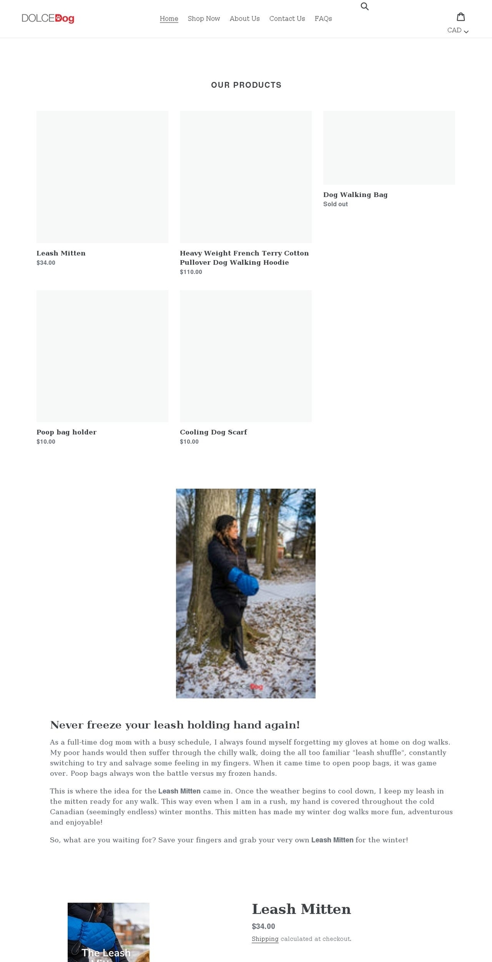 dolcedog.ca shopify website screenshot