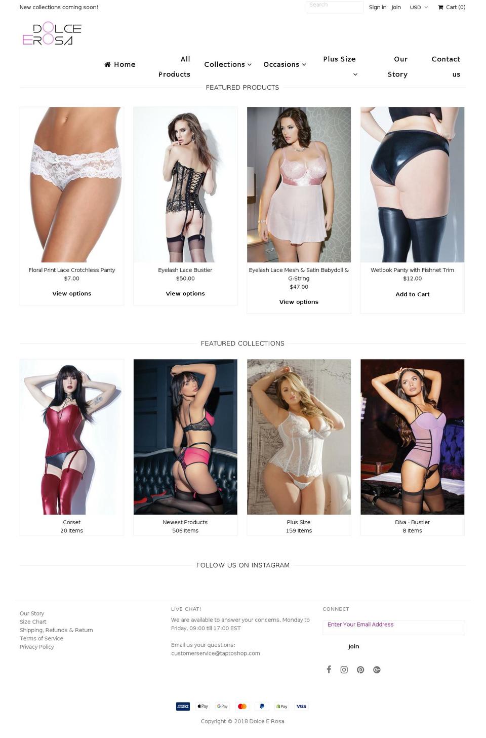 dolceerosa.com shopify website screenshot
