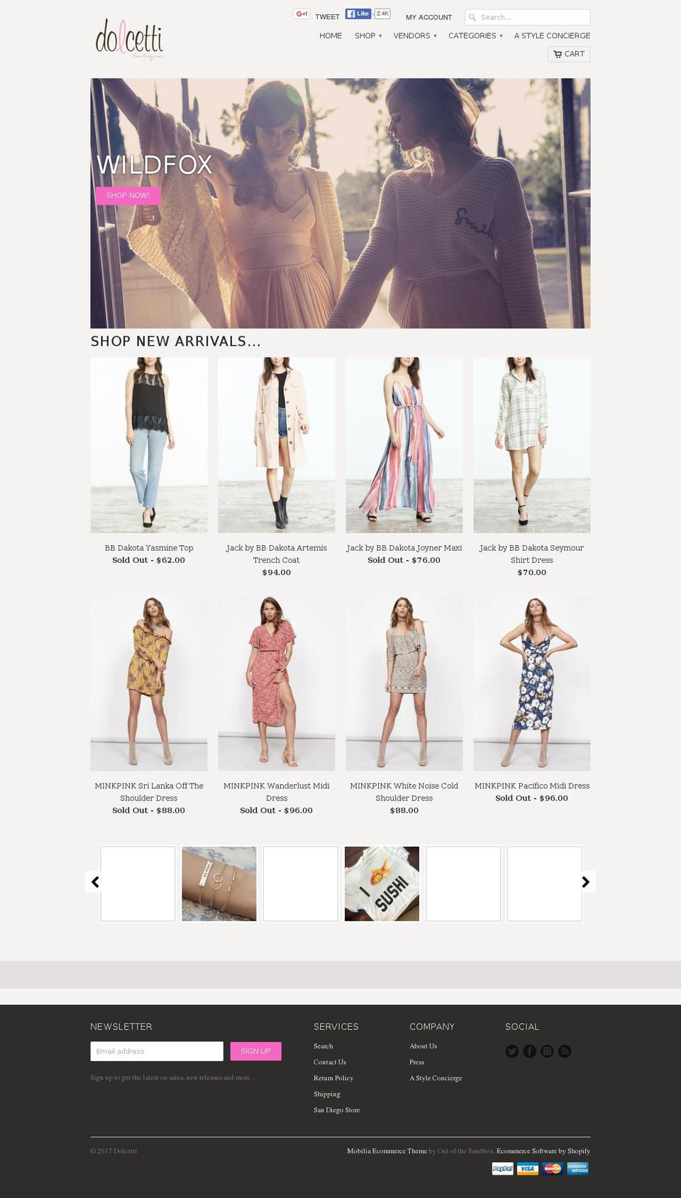 dolcettiboutique.com shopify website screenshot
