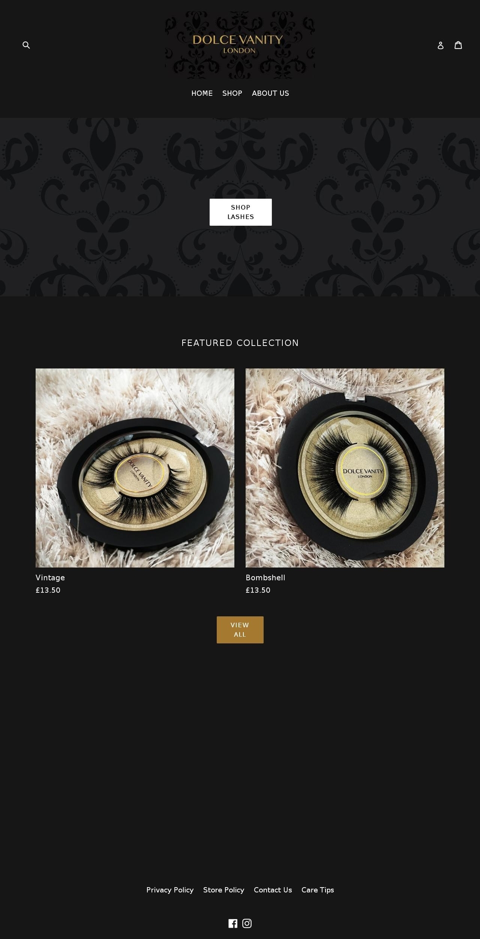 dolcevanitylondon.com shopify website screenshot