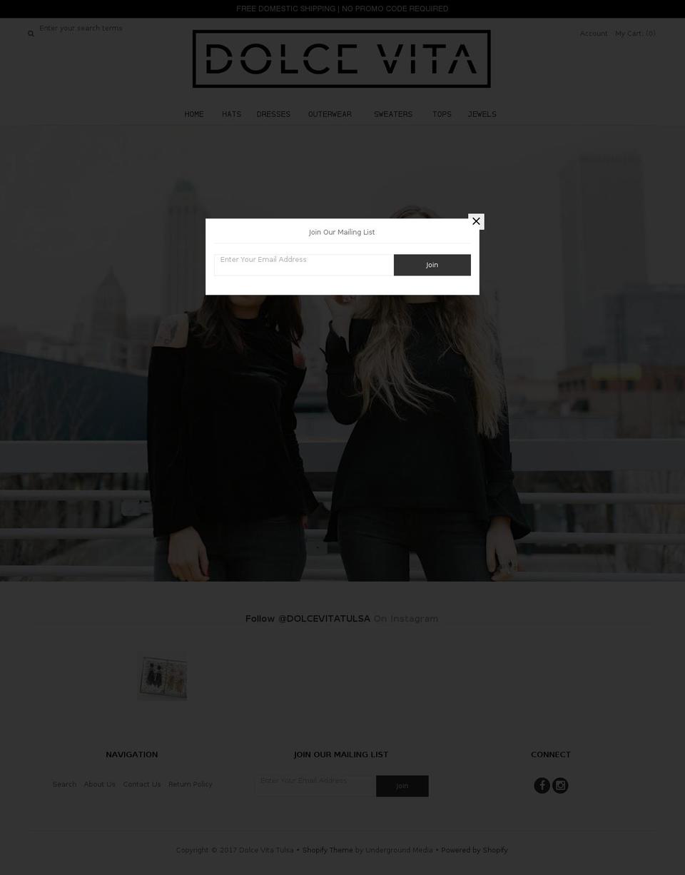 dolcevitatulsa.com shopify website screenshot