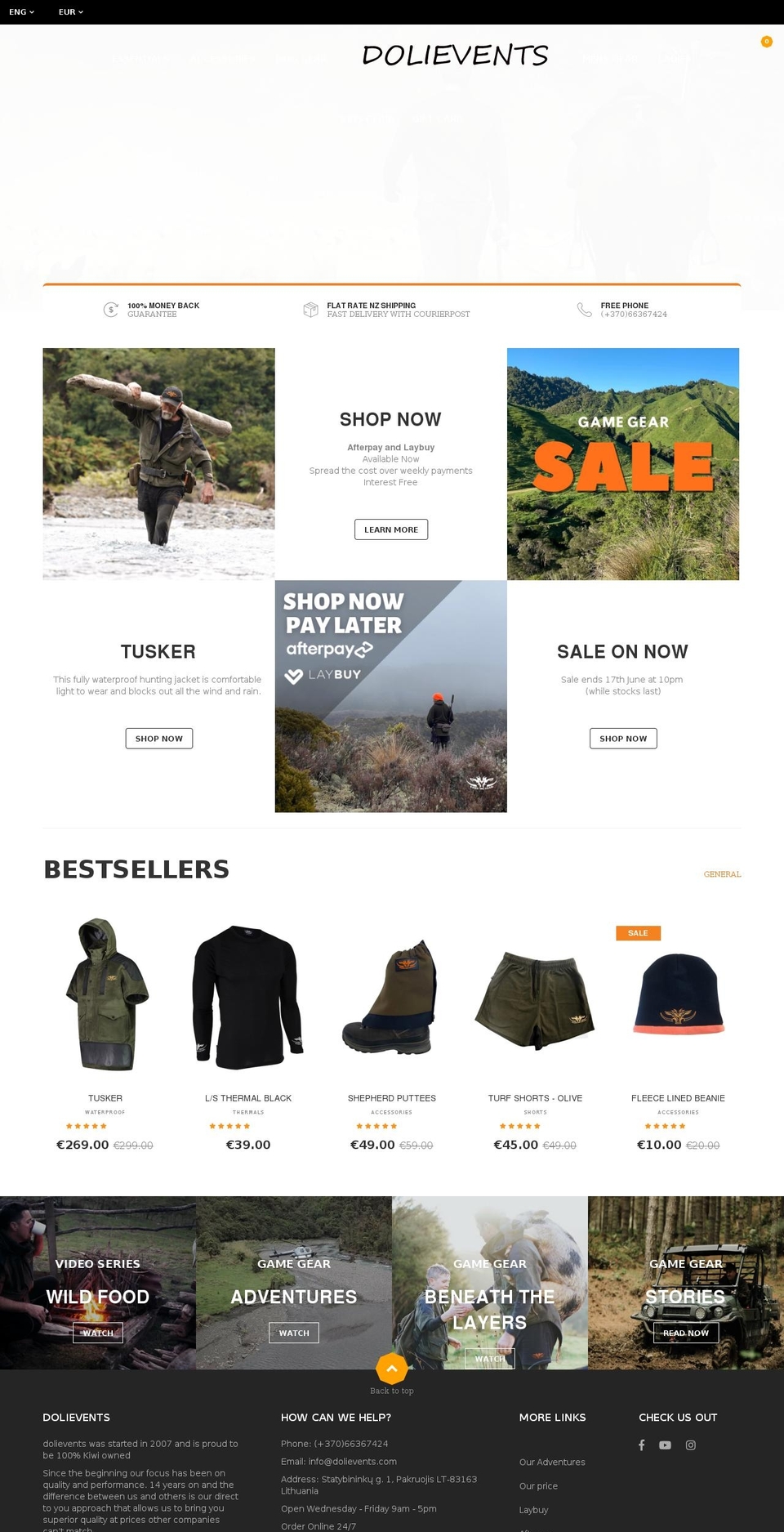 dolievents.com shopify website screenshot