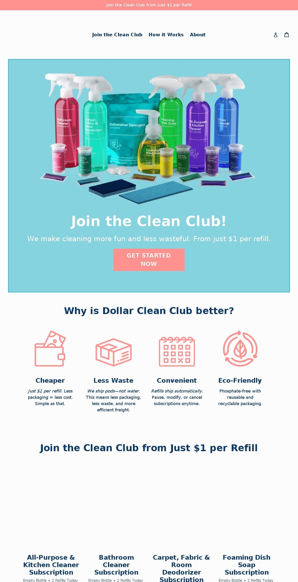 dollarcleanclub.com shopify website screenshot