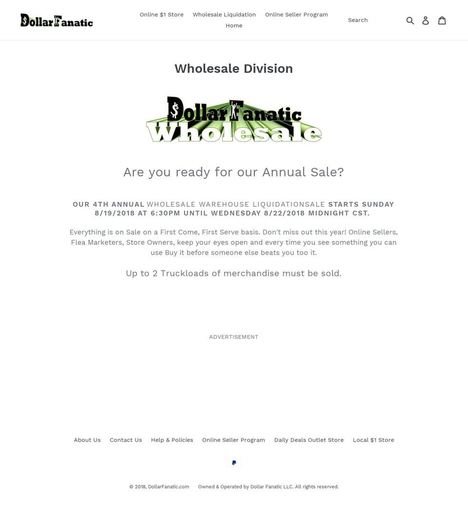dollarfanaticwholesale.com shopify website screenshot