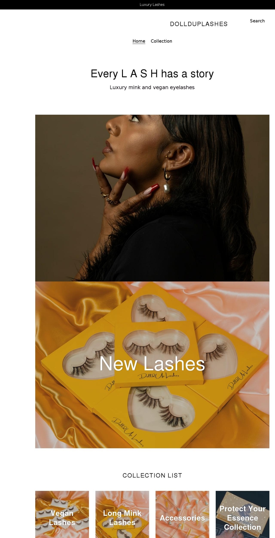 dollduplashes.com shopify website screenshot