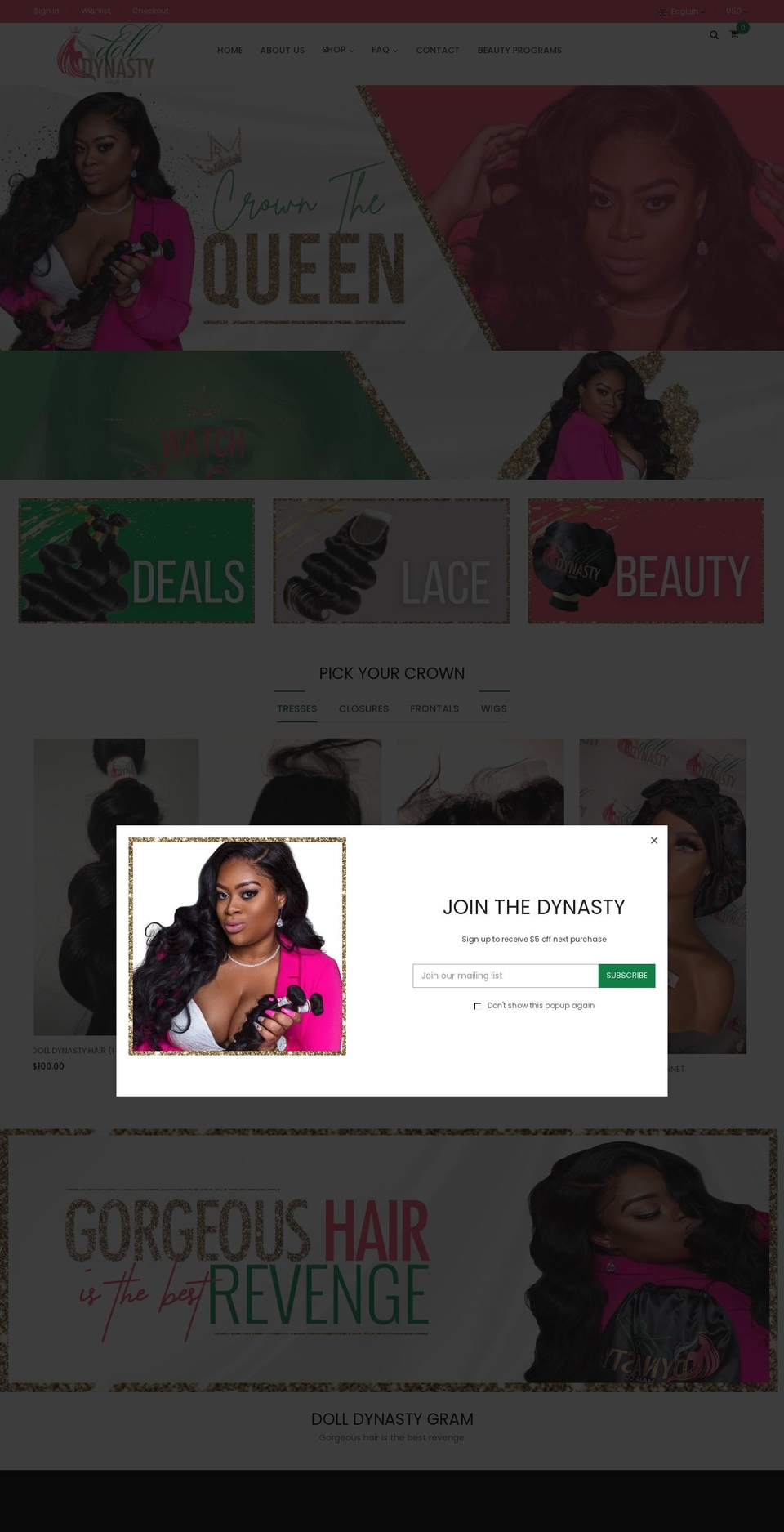DollDynasty - New Shopify theme site example dolldynastyhair.com