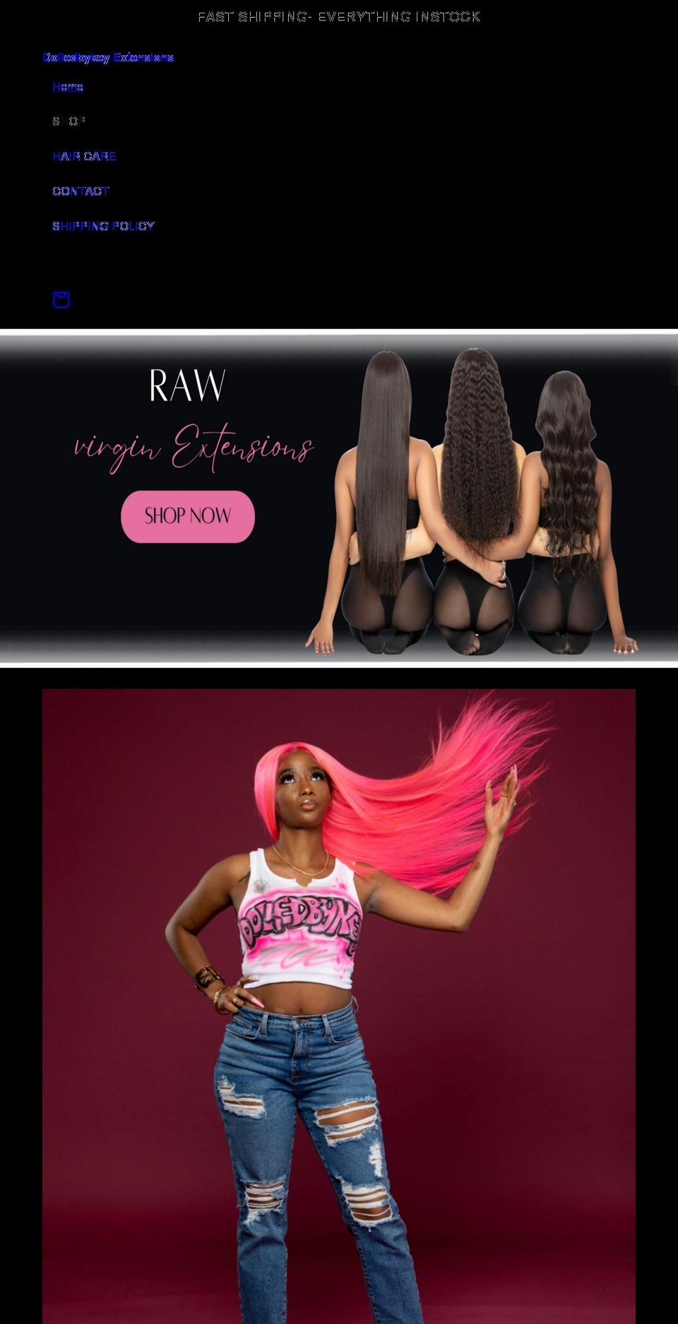 dolledbykey-extensions.com shopify website screenshot