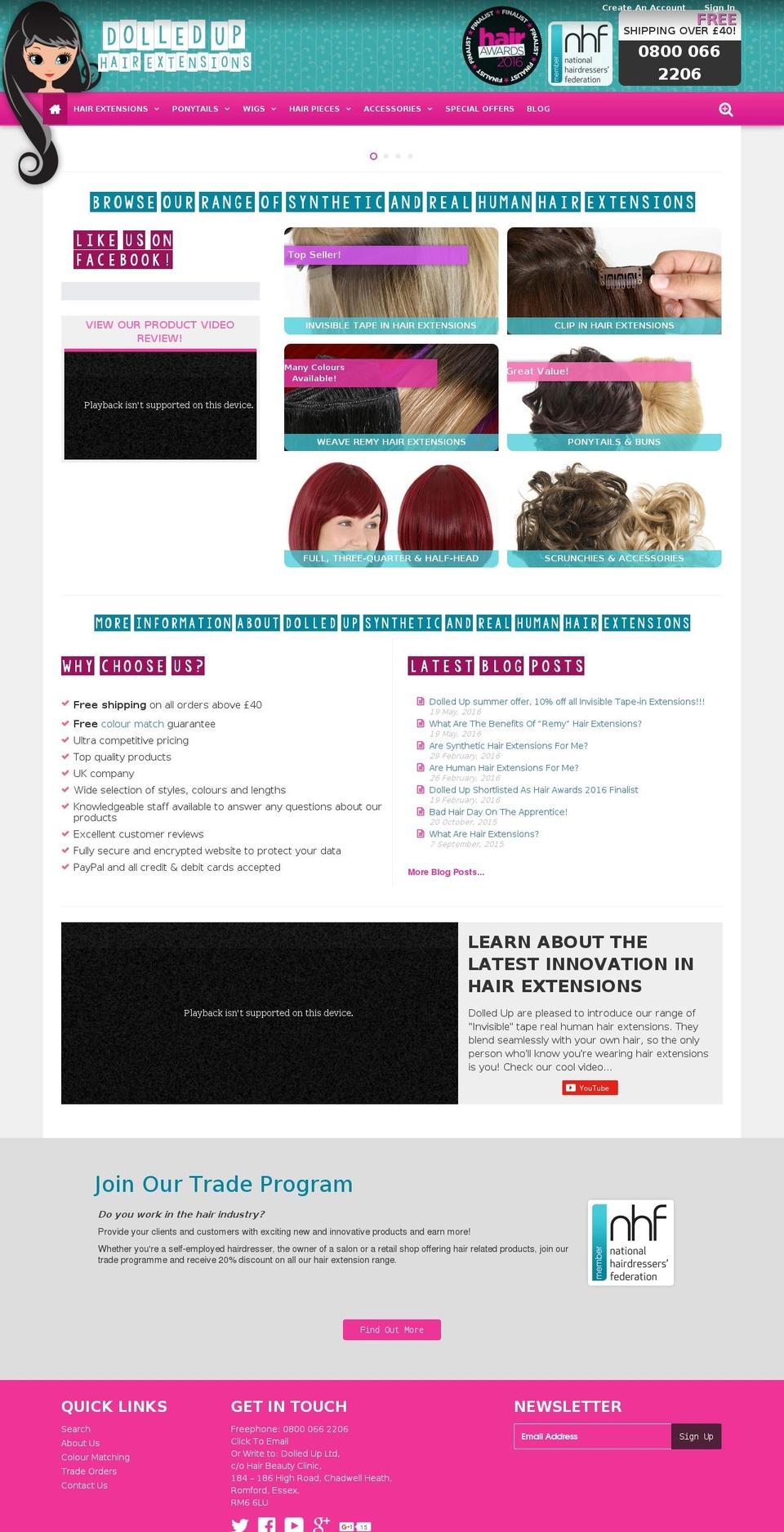 dolleduphair.co.uk shopify website screenshot