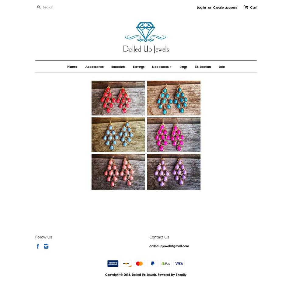 dolledupjewels.com shopify website screenshot