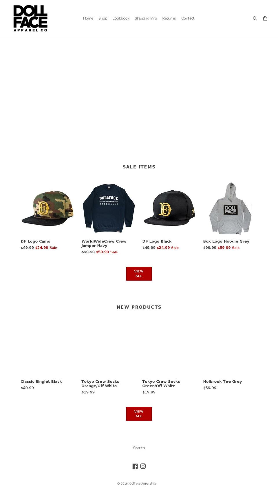 dollfaceapparel.com — Shopify storefront screenshot