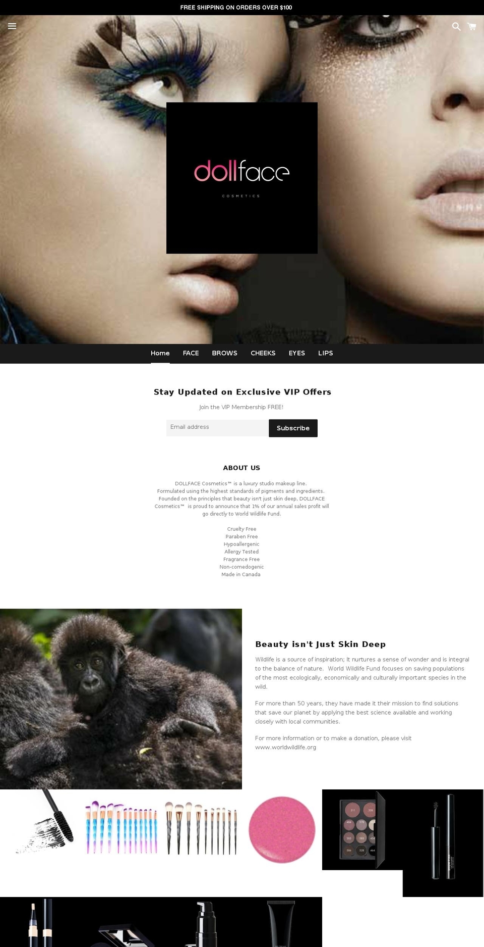 dollfacecosmetics.ca shopify website screenshot