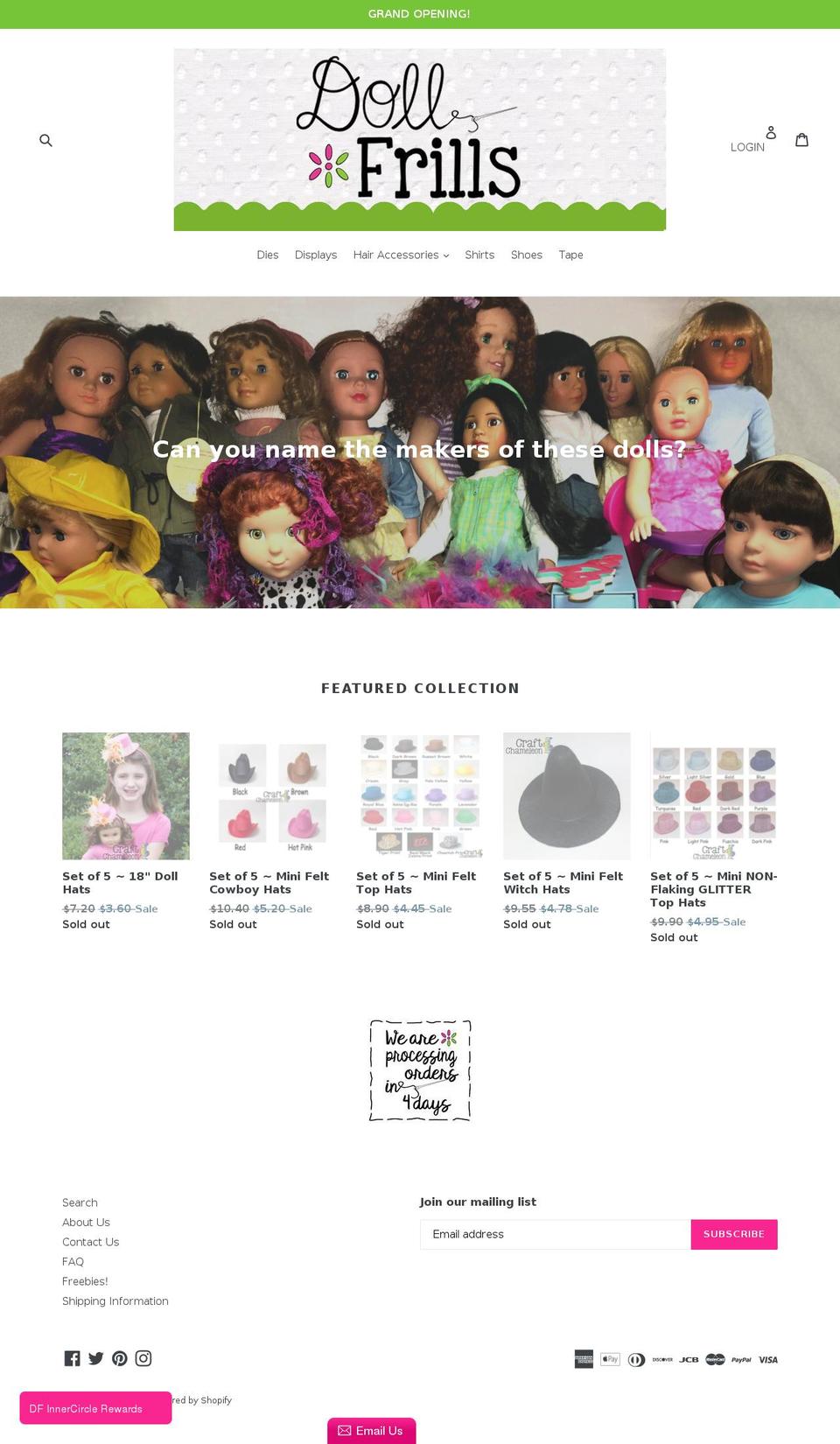 dollfrills.com — Shopify storefront screenshot