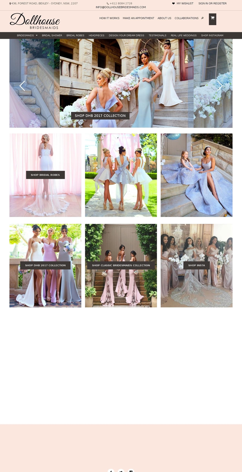 dollhousebridesmaids.com shopify website screenshot