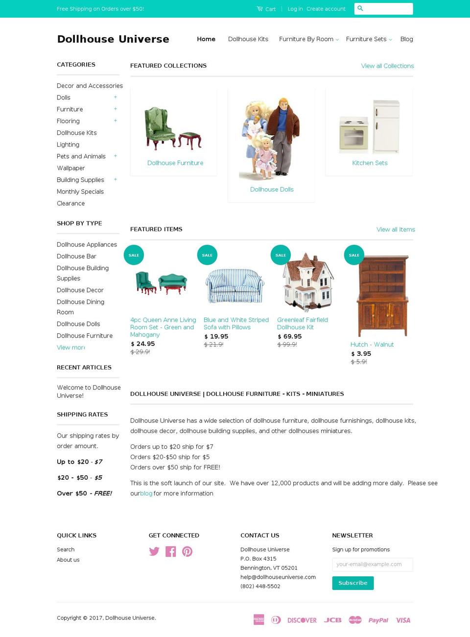 dollhouseuniverse.com shopify website screenshot