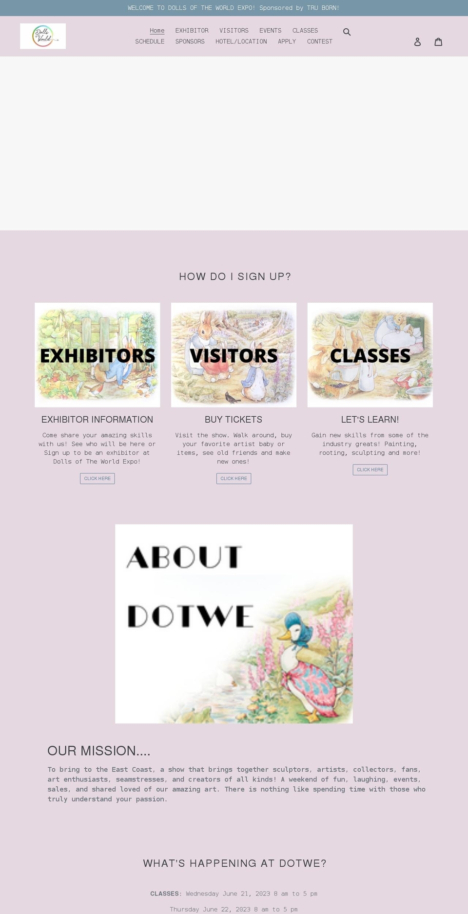 dollsoftheworldexpo.com shopify website screenshot