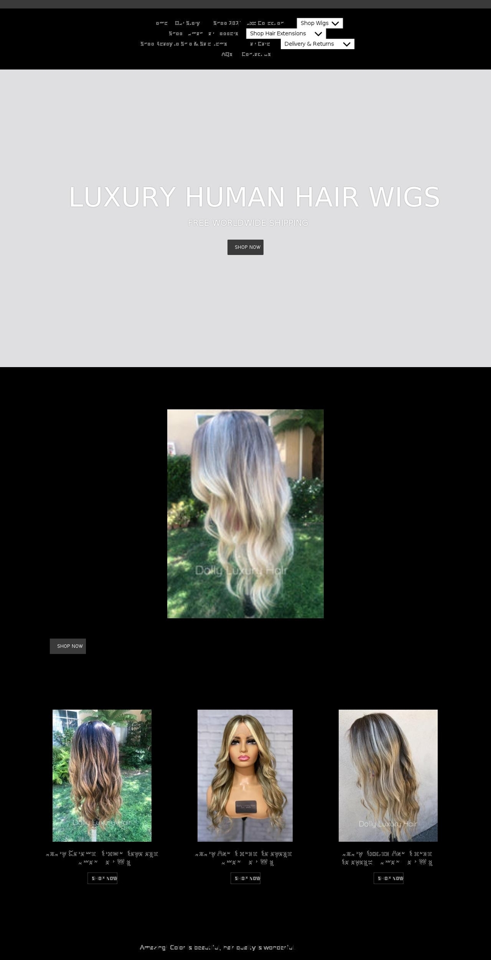 dollyluxuryhair.com shopify website screenshot