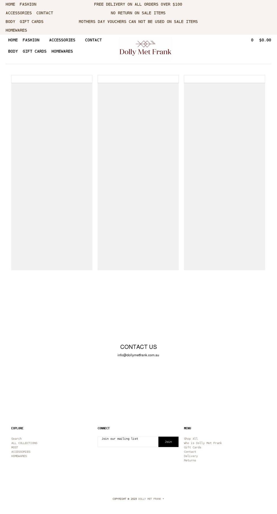 dollymetfrank.com.au shopify website screenshot