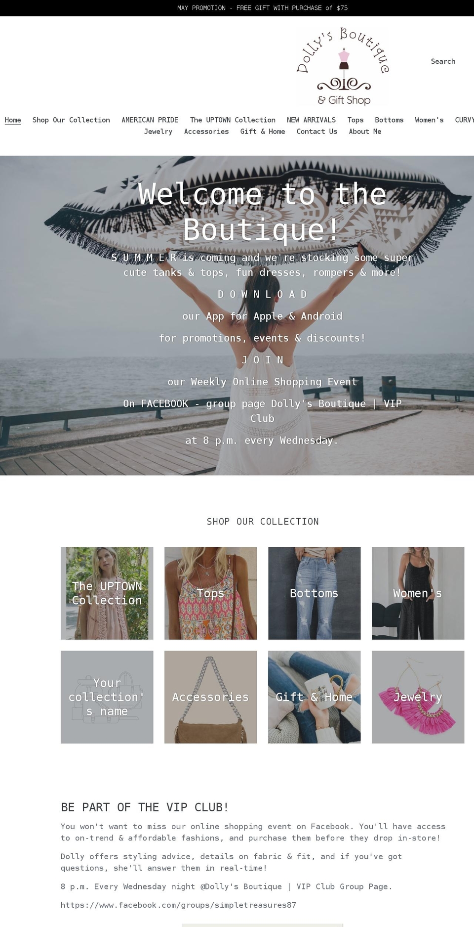 dollys.boutique shopify website screenshot