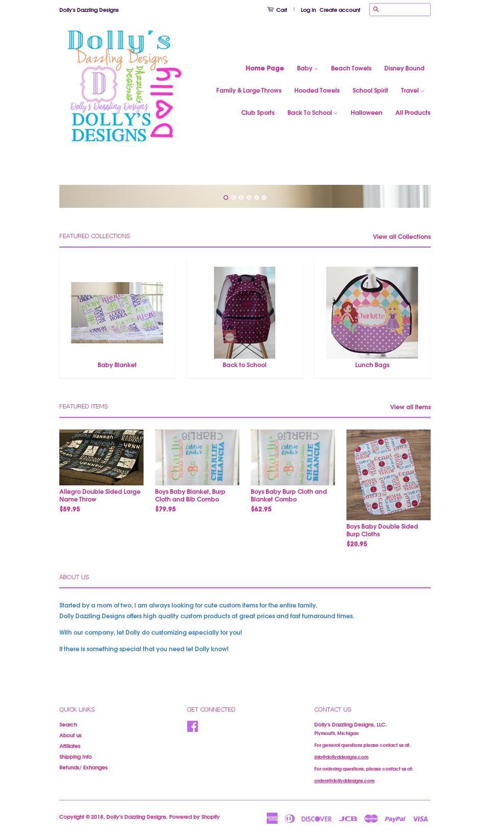 Classic With Options Shopify theme site example dollysdazzlingdesigns.com
