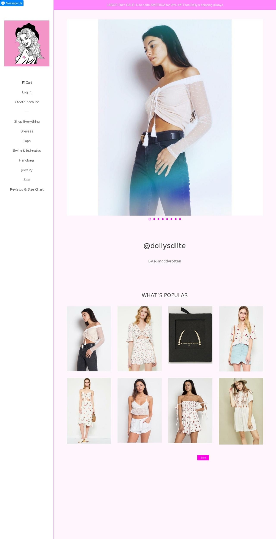 dollysdlite.com shopify website screenshot