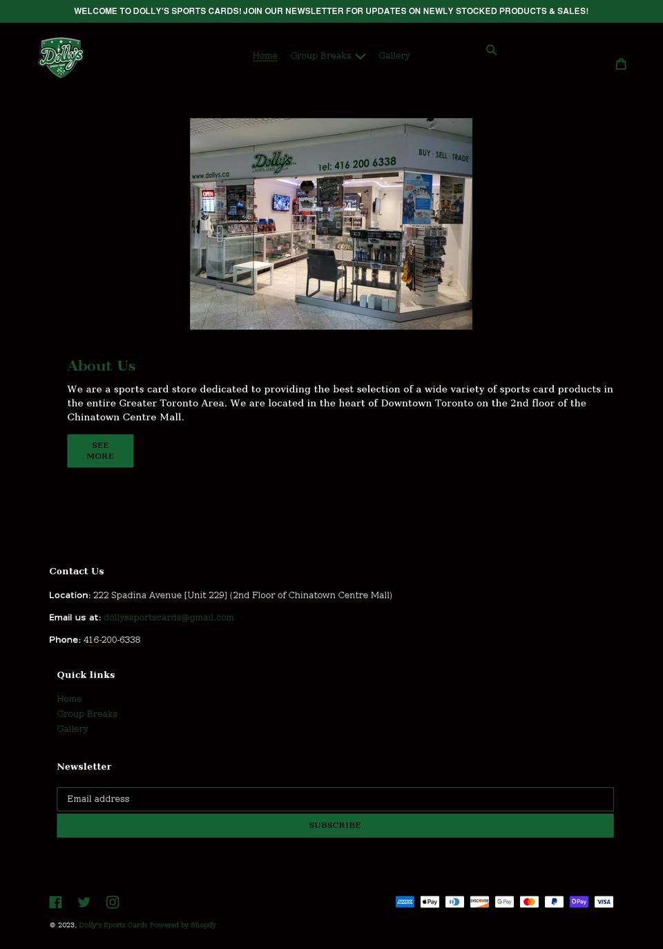 dollyssports.ca shopify website screenshot