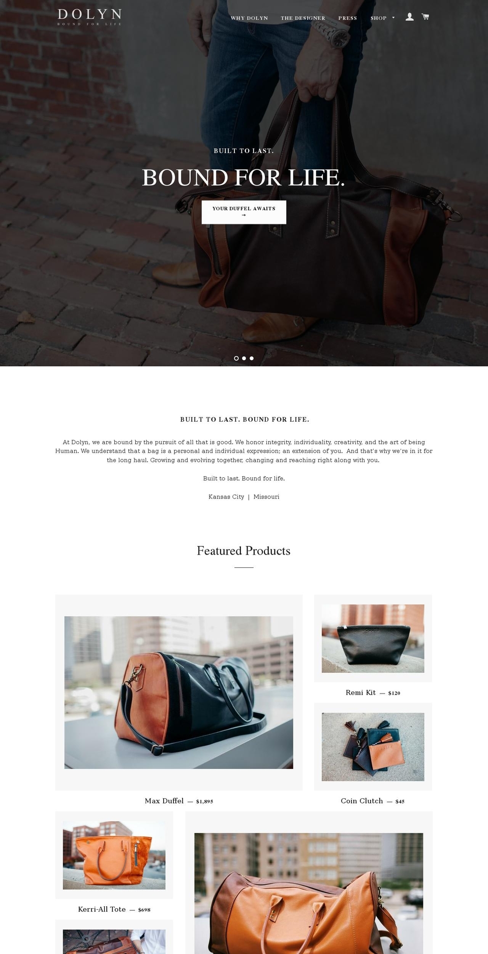 dolynbags.net shopify website screenshot