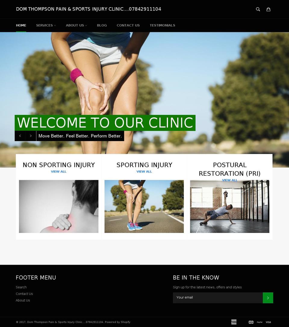 dom-thompson.com shopify website screenshot