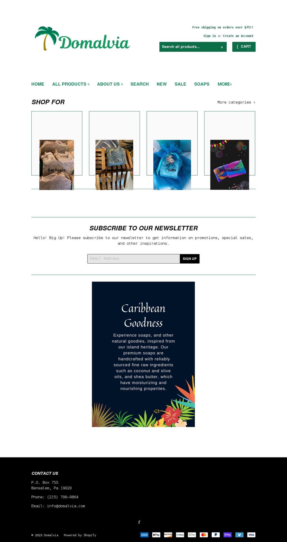 domalvia.com shopify website screenshot