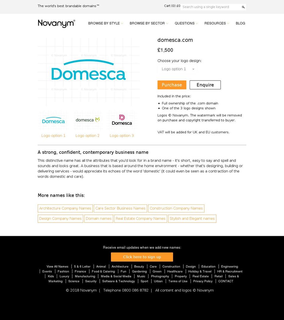 domesca.com — Shopify storefront screenshot