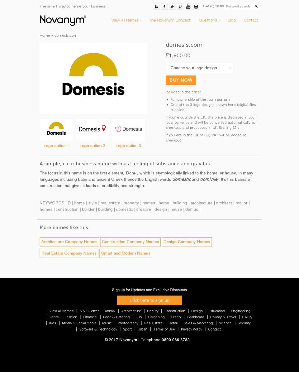 Avenue Shopify theme site example domesis.com