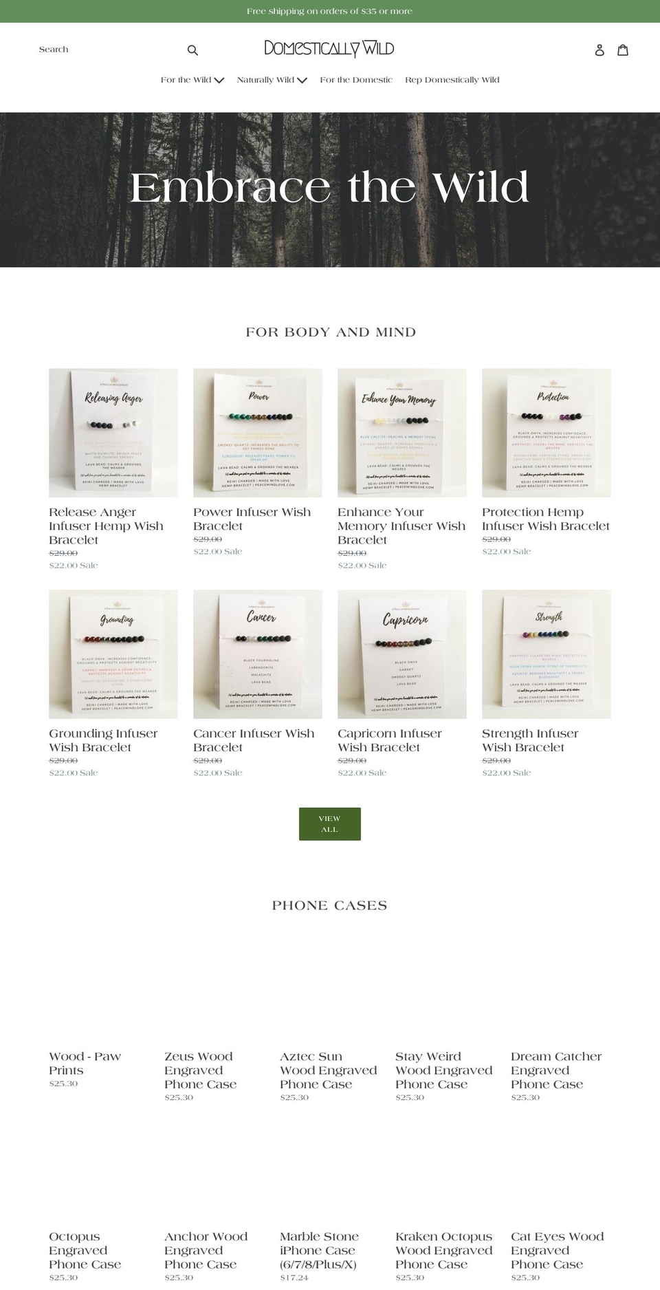domesticallywild.com — Shopify storefront screenshot