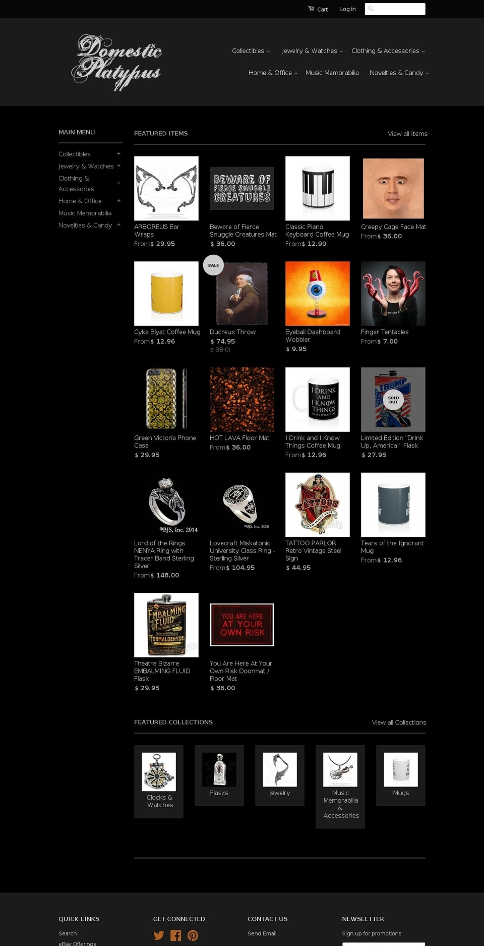 domesticplatypus.com shopify website screenshot