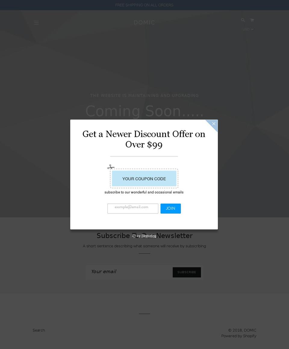 domic.online shopify website screenshot