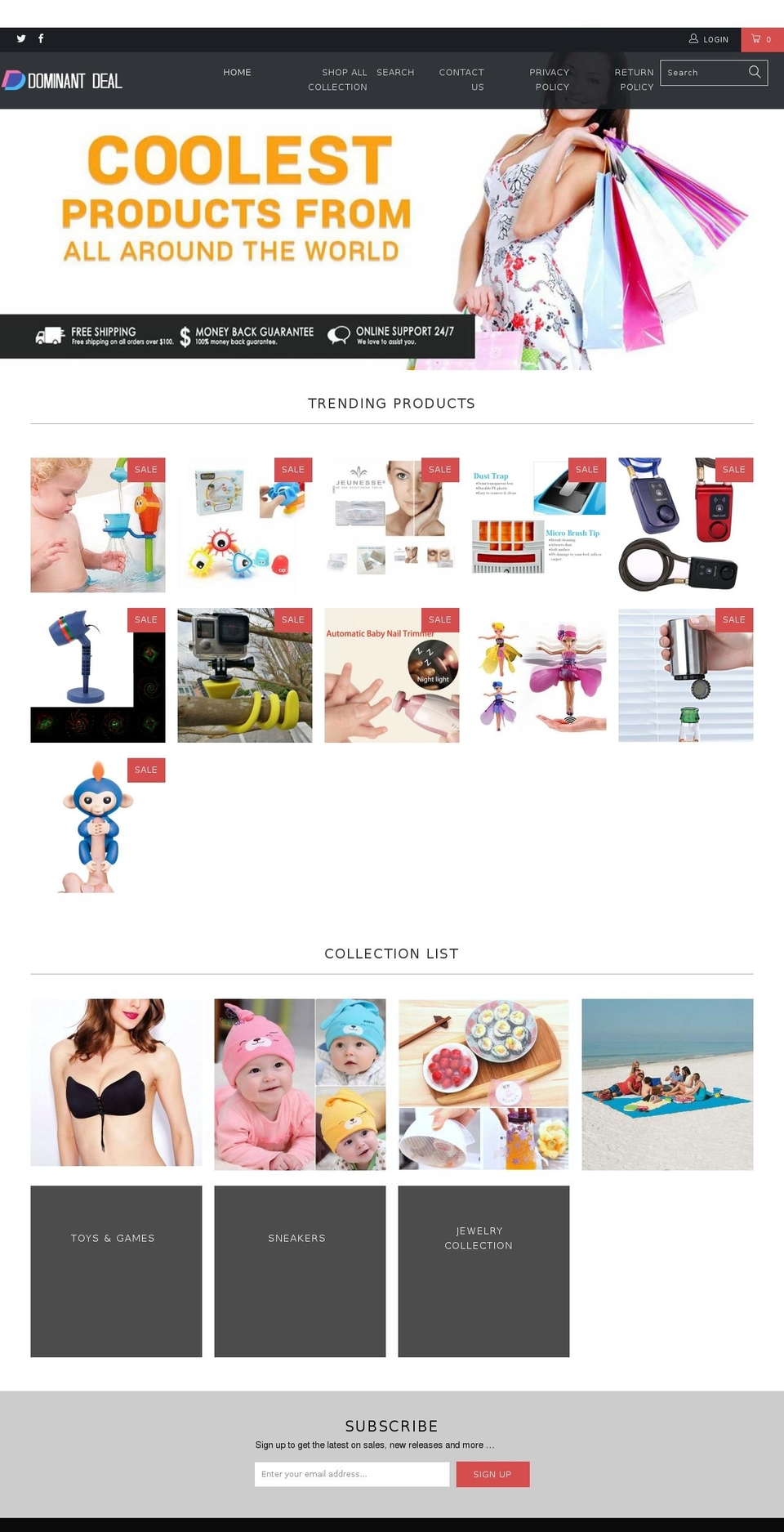 SocialStingerMob. Shopify theme site example dominantdeal.com