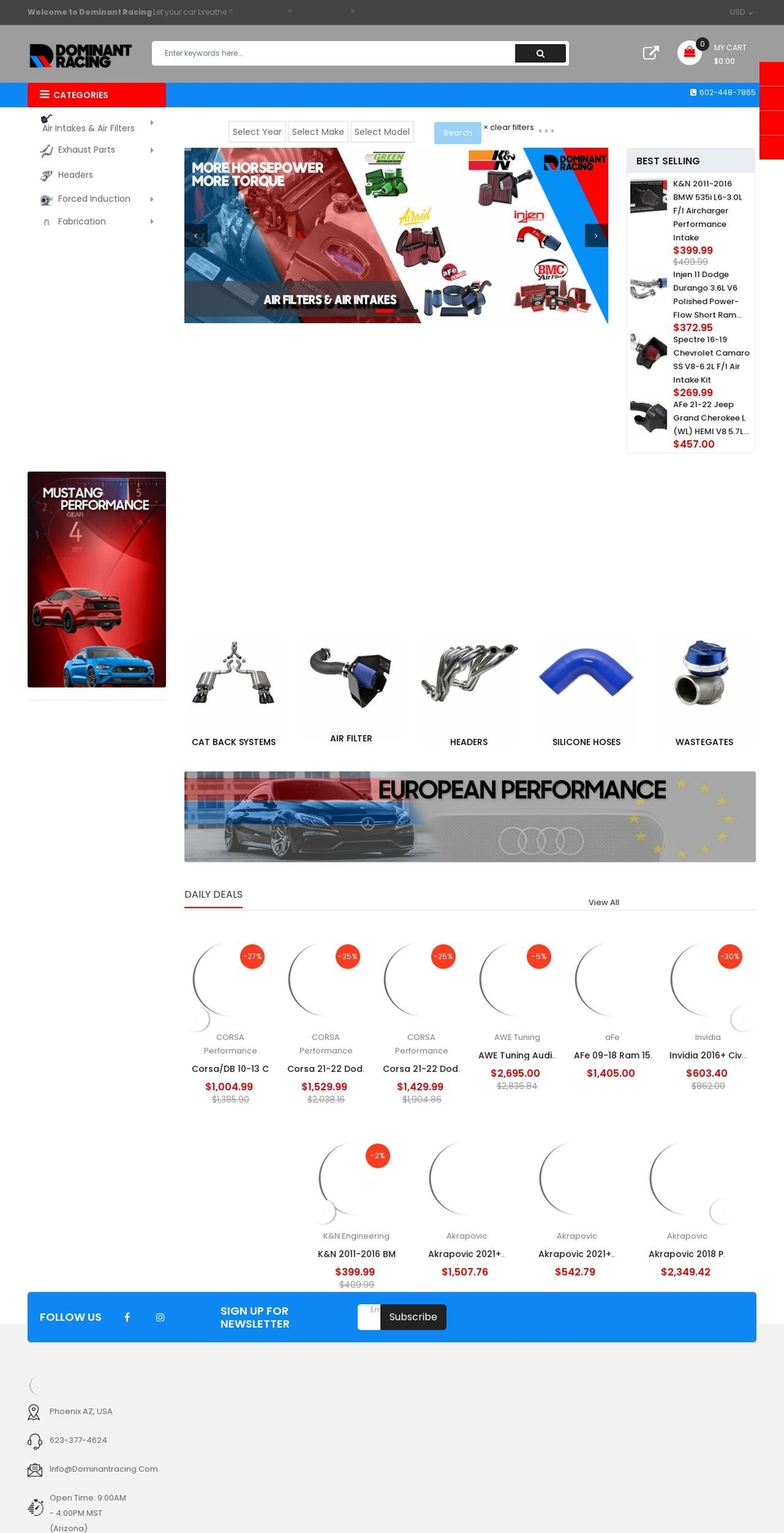 dominantracing.com shopify website screenshot