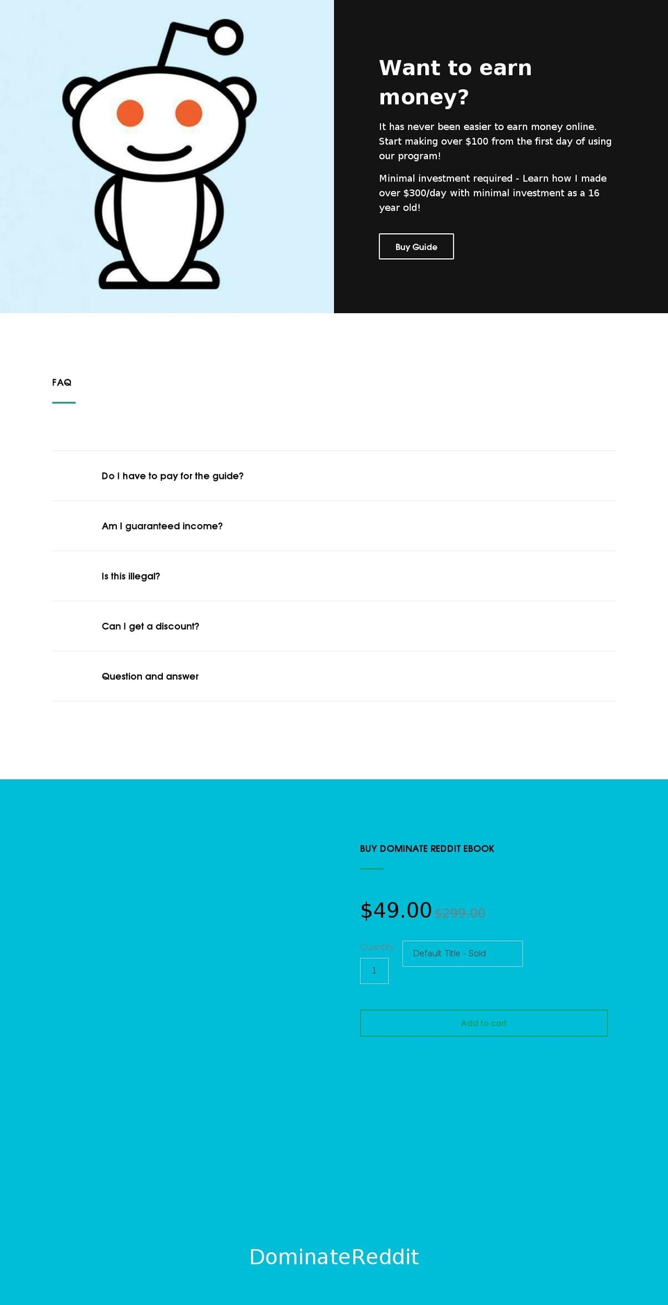 dominatereddit.com — Shopify storefront screenshot