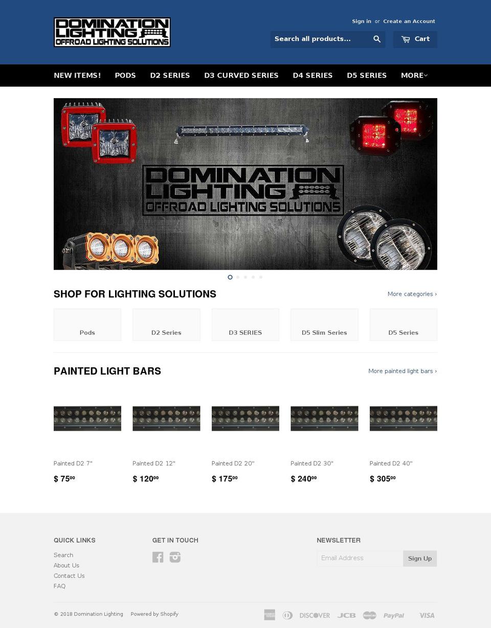 dominationlighting.com — Shopify storefront screenshot