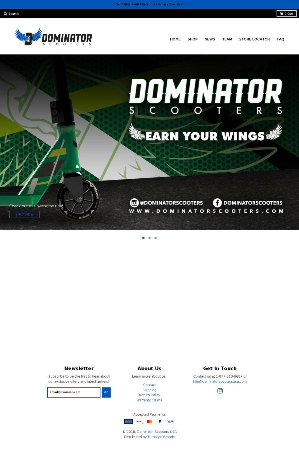dominatorscootersusa.com — Shopify storefront screenshot