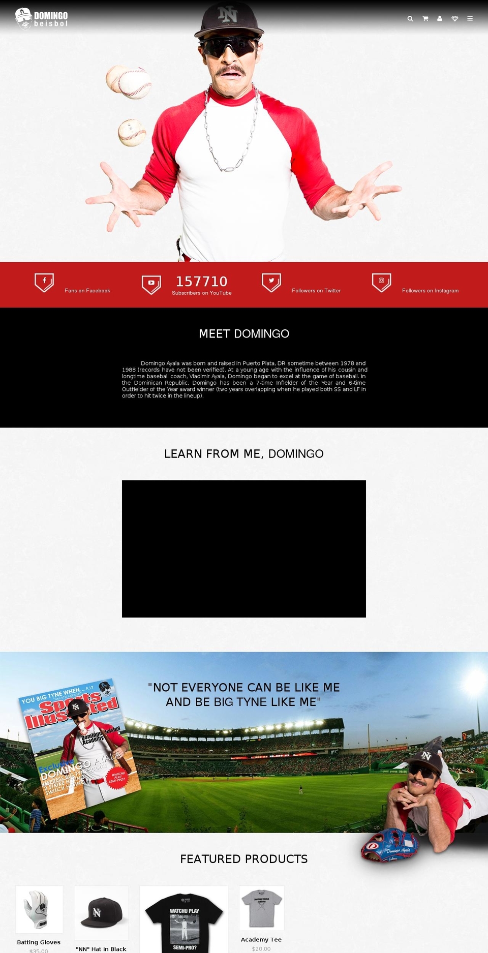 domingobaseball.com shopify website screenshot
