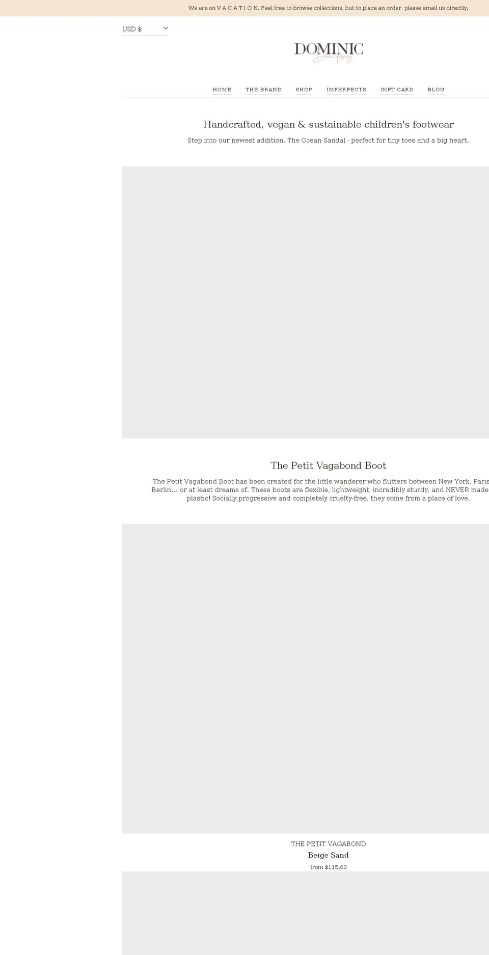 dominicdempsey.com shopify website screenshot